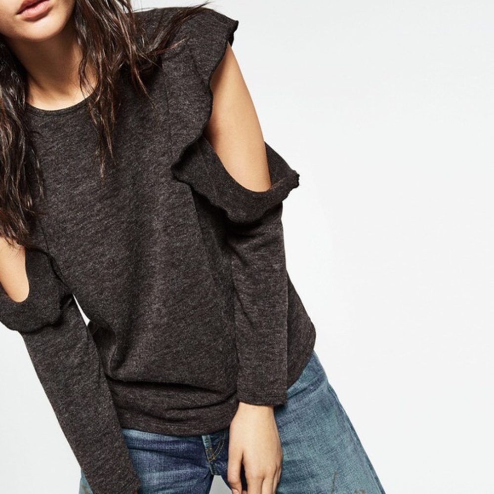 Zara Ruffle Cold Shoulder Sweater LIKE NEW